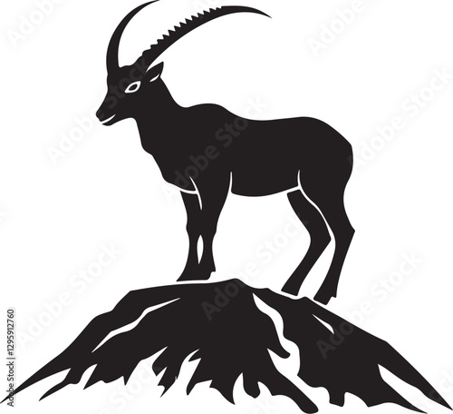 Wild Goat and Deer Silhouette Set
