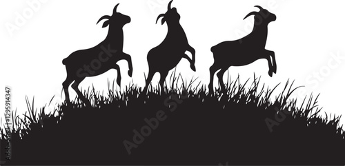 Wild Goat and Deer Silhouette Set
