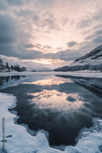 Wallpaper Mural Dreamlike aurora reflections on a frozen lake winter landscape nature photography serene atmosphere high-resolution view Torontodigital.ca