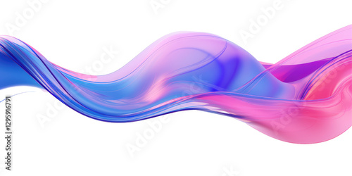 Fototapeta Naklejka Na Ścianę i Meble -  blue pink purple wave fluid holographic Iridescent 3d render on transparent background