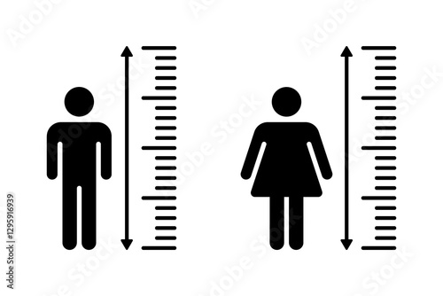 Human height icon set. Height measurement icon set. Scale tall human.