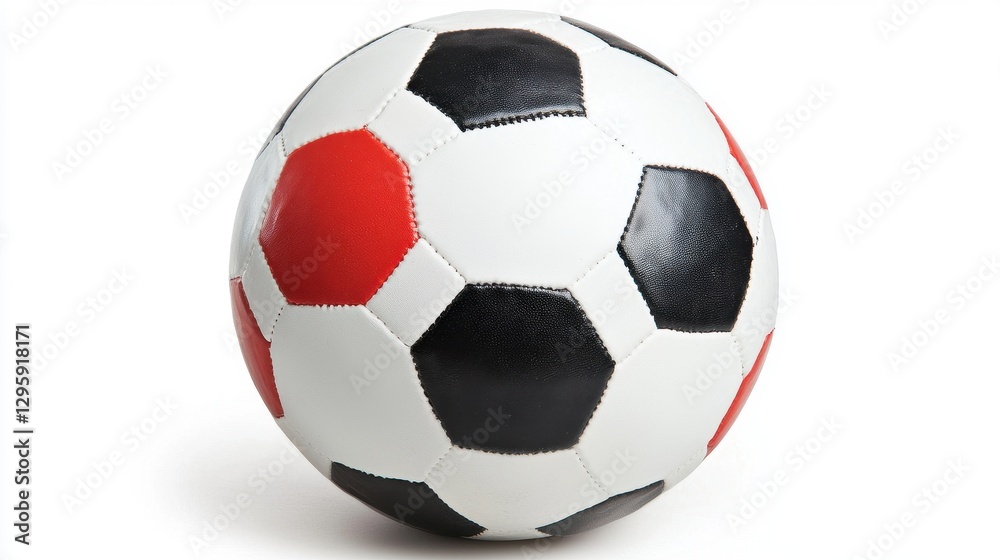 Classic Soccer Ball with Black and Red Hexagonal Pattern Design Classic Soccer Ball with Black and Red Hexagonal Pattern Design
