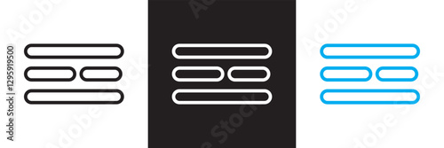 Hamburger menu icon.   UI symbol, user interface vector symbols, navigation elements, web buttons. Isolated on white and black background. Vector illustration. EPS 10