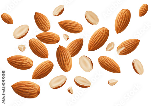 Wallpaper Mural Isolated Almonds with Slices Scattered Torontodigital.ca