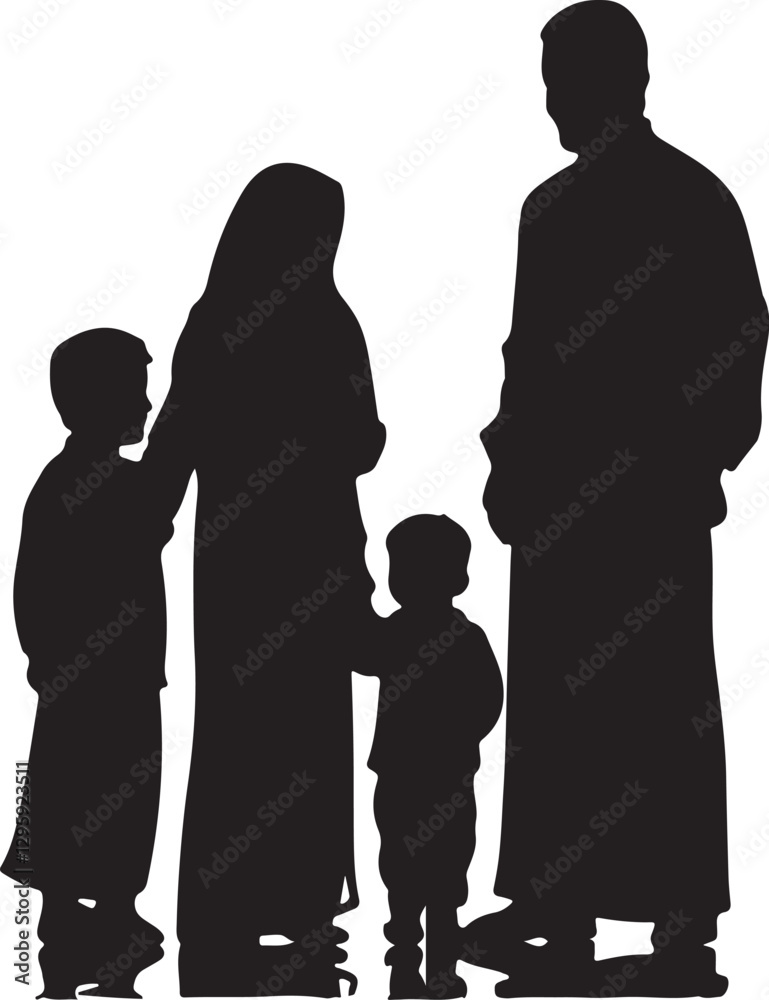 Islamic mindset family silhouette design vector. Islamic mindset family silhouette design vector.