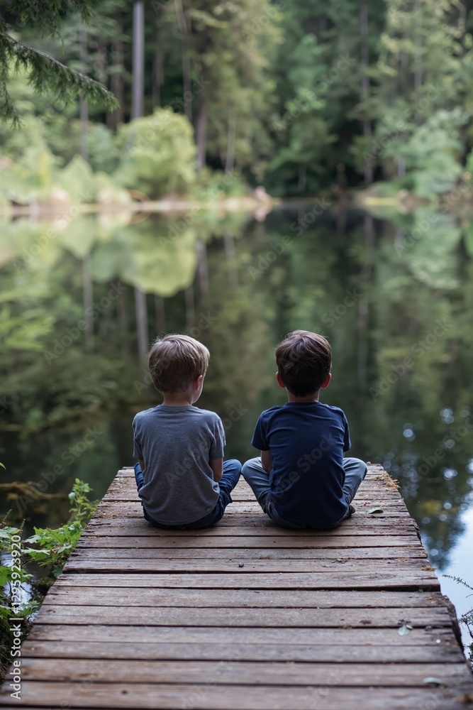 Serene childhood moments by the lake – nature reflection and friendship connection for relaxed summer getaway Serene childhood moments by the lake – nature reflection and friendship connection for relaxed summer getaway