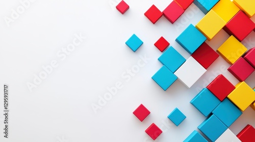 Abstract red and blue cubes on white background