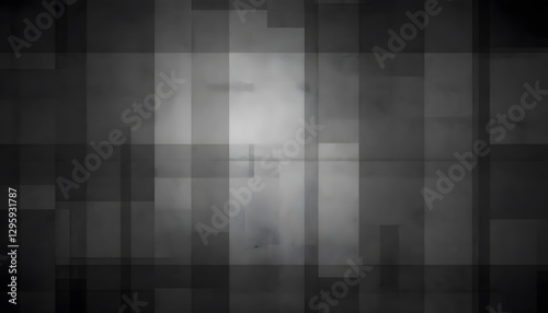 Abstract Gray and Black Geometric Texture Background. This grayscale abstract image features overlapping geometric shapes and textures, creating a sophisticated and modern backdrop