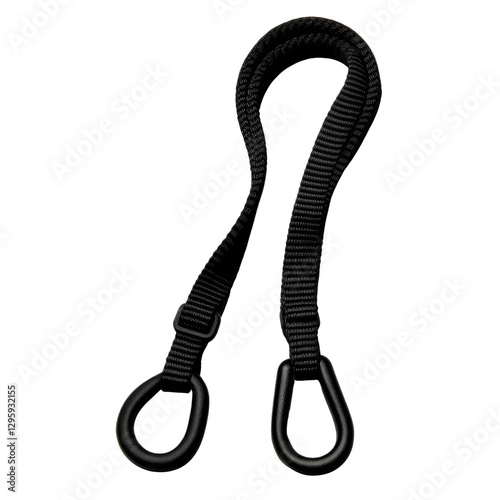 Adjustable black strap with two loops for secure attachment