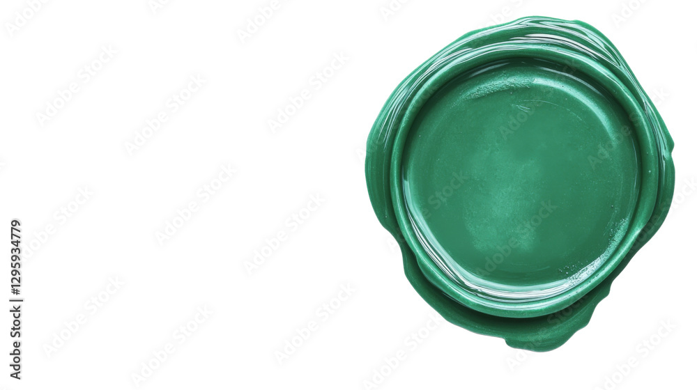 Green wax seal on transparent background guaranteeing authenticity Green wax seal on transparent background guaranteeing authenticity