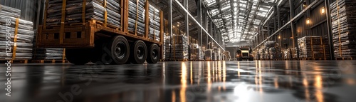 Industrial Warehouse Interior with Goods Transport
