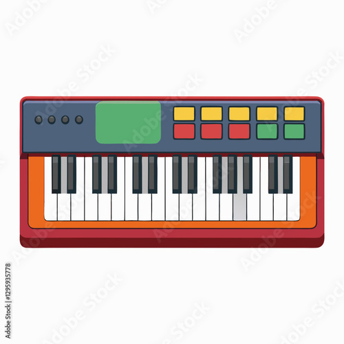 Colorful keyboard piano with keys and buttons