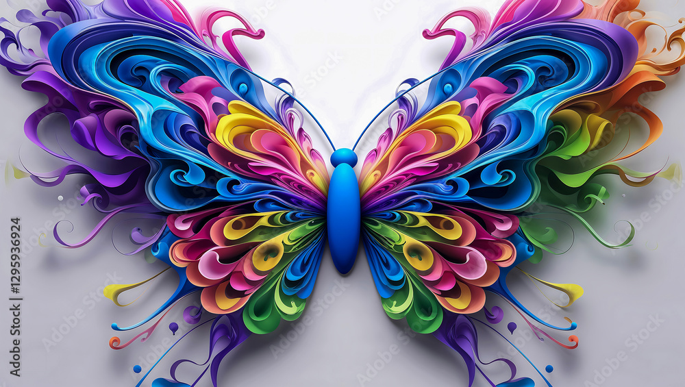 Colorful Butterfly Design Swirling Smoke Patterns in Spectrum Hues Colorful Butterfly Design Swirling Smoke Patterns in Spectrum Hues