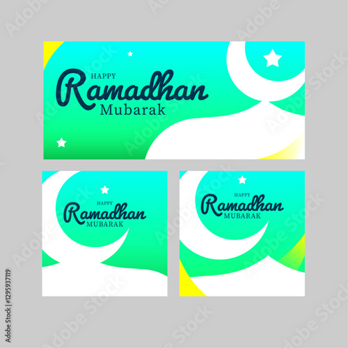 Flat Ramadan background with a bright, clean, and simple design. Perfect for various media applications, including social media posts, banners, greeting cards in a modern and elegant style