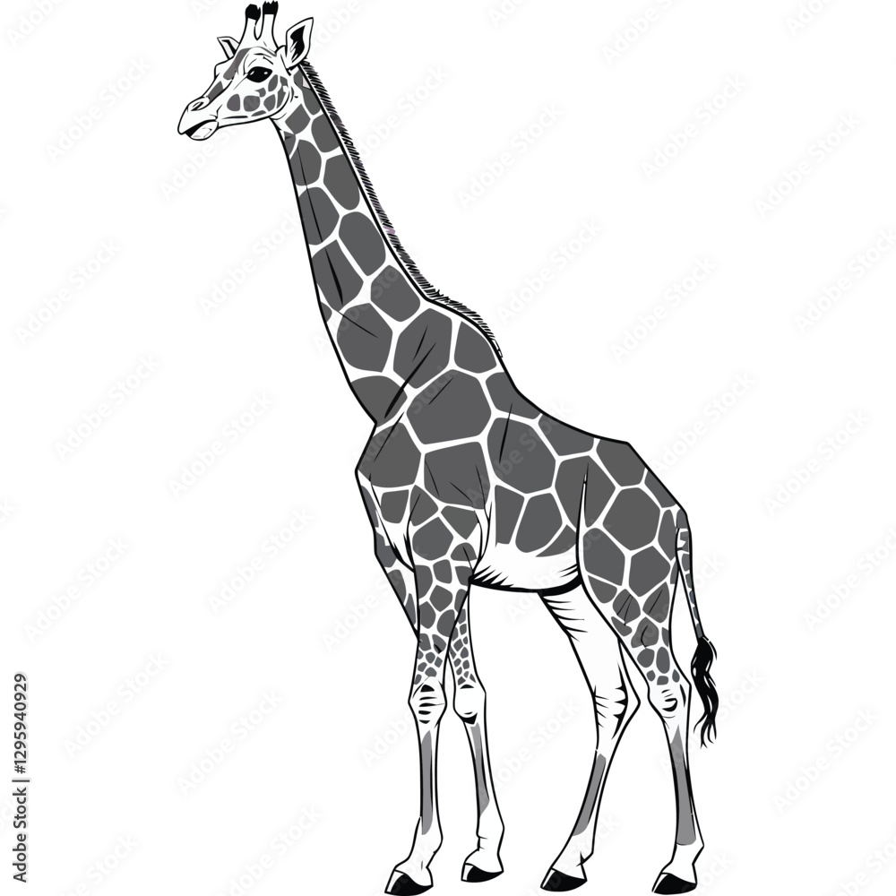 Naklejka premium Graceful Giraffe in Clean Vector Art.