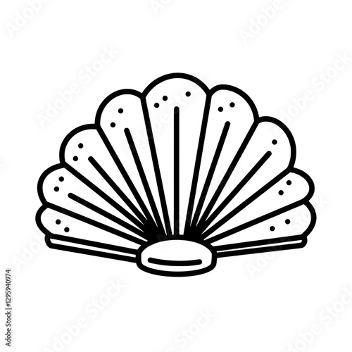 Seashell Line Art: Minimalist illustration of an open seashell with textured details, radiating a sense of tranquility and the ocean's embrace. 