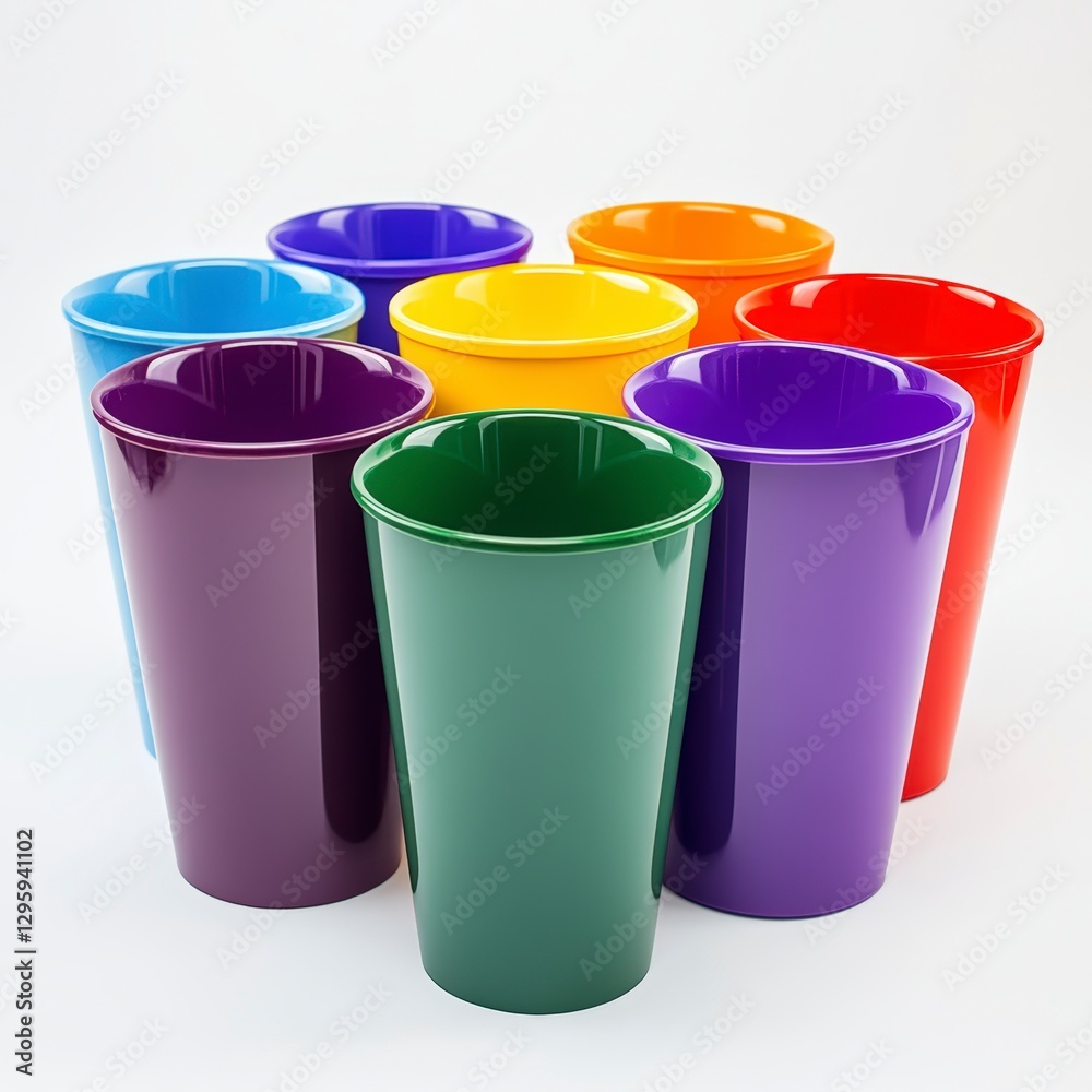 colorful plastic cups isolated on white colorful plastic cups isolated on white