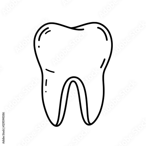 Dental Health Icon: A clean and simple black and white line art icon of a healthy tooth, representing dental care, hygiene, and the importance of a strong smile.