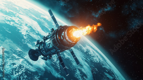 Deep space probe enters gas giant atmosphere with stunning fiery re-entry and vibrant colors