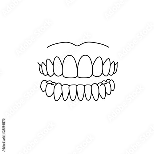 Dental Diagram: An illustrative black outline of teeth, depicting a comprehensive view of upper and lower dental arches.
