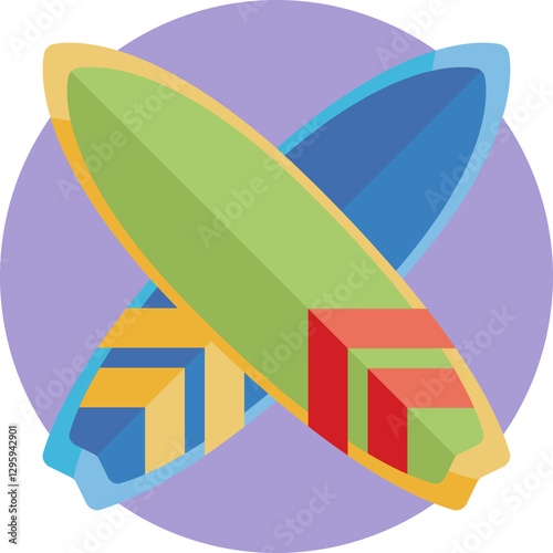 Surfboards: A pair of colorful surfboards leaning against each other, symbolizing the essence of surfing.