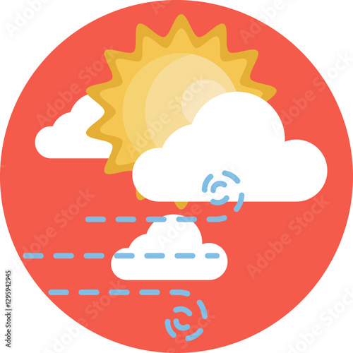 Windy weather icon, indicating ideal wind conditions for surfing.
