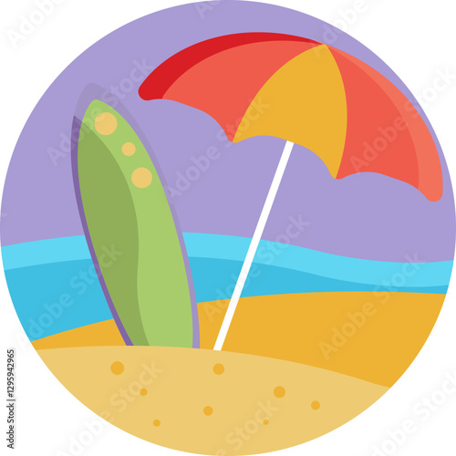 A portable umbrella used for sheltering from the sun while enjoying beach activities.