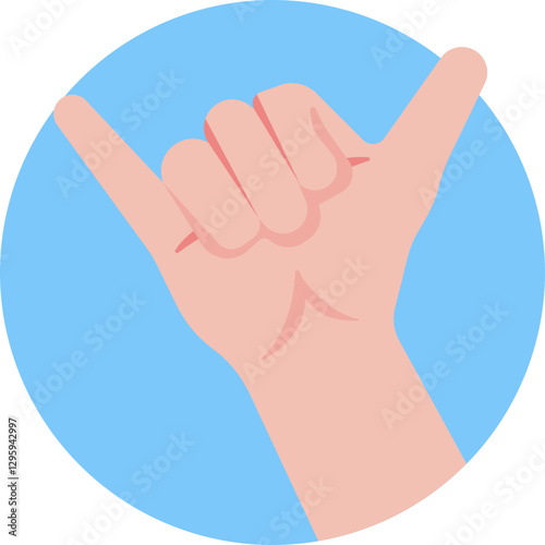 A surfer's symbol of goodwill, commonly used to say "hang loose" or "thanks."