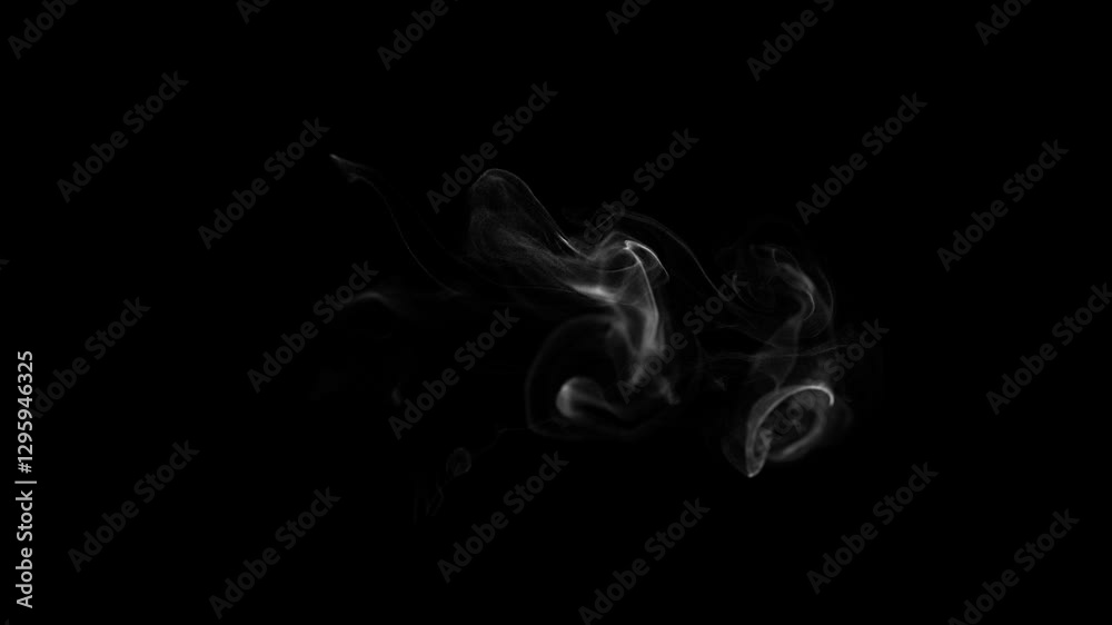 White Smoke Burst Motion Element on Black Background