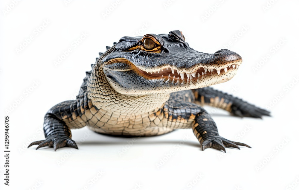 Close-Up of Realistic Alligator Model with Detailed Texture and Vivid Features on White Background for Wildlife and Nature-Themed Projects Close-Up of Realistic Alligator Model with Detailed Texture and Vivid Features on White Background for Wildlife and Nature-Themed Projects