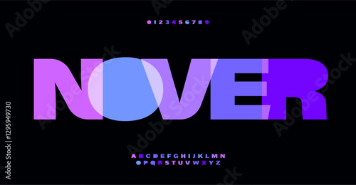 Bold heavy alphabet, vivid overlay color letters, blocky heavy font for contemporary branding, creative headlines, tech logo and monogram. Modern colorful typography. Vector typeset