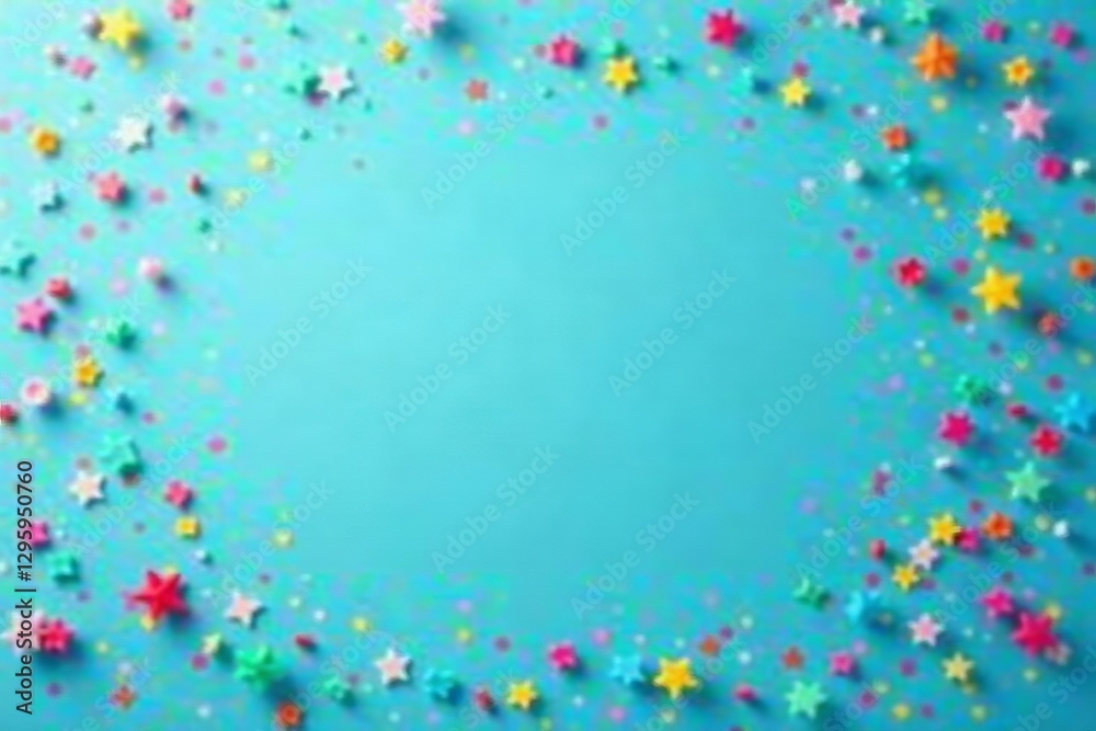 Colorful confetti on blue background, festive party theme, event, abstract Colorful confetti on blue background, festive party theme, event, abstract