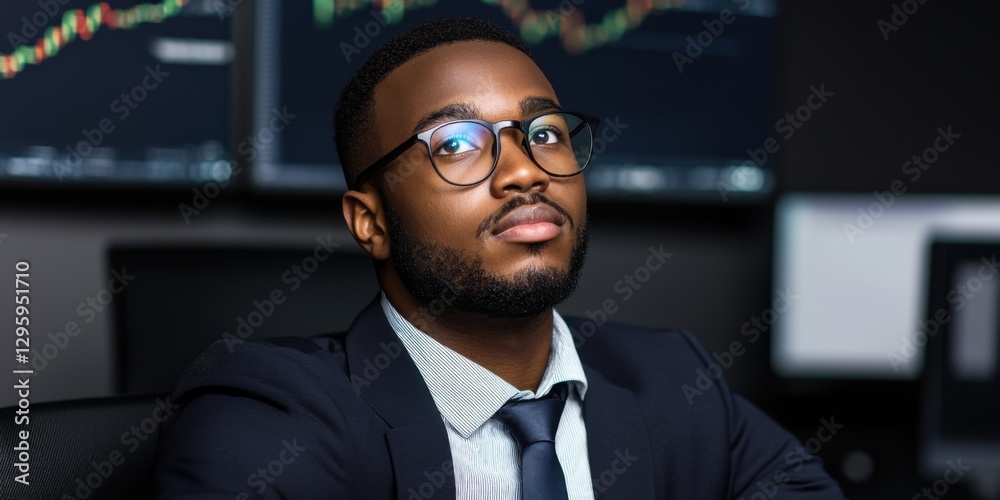 A confident man in a suit sits in front of financial charts, symbolizing professionalism and expertise in finance or trading. A confident man in a suit sits in front of financial charts, symbolizing professionalism and expertise in finance or trading.