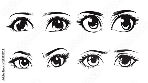 Japanese Anime Eye Close-Up Set – Detailed Manga Style Character Eyes