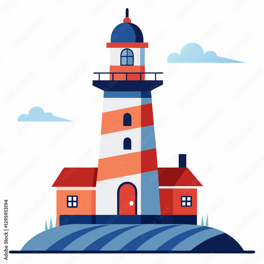Lighthouse icon illustration in vibrant colors on white background