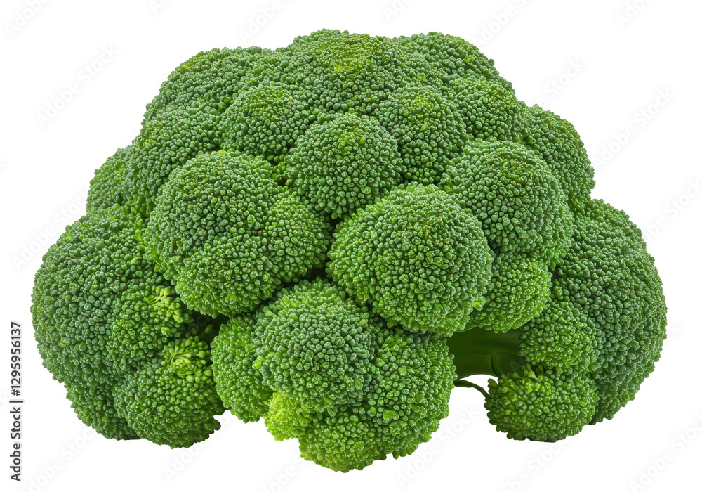 Isolated Large Head of Green Broccoli with Compact Florets Isolated Large Head of Green Broccoli with Compact Florets