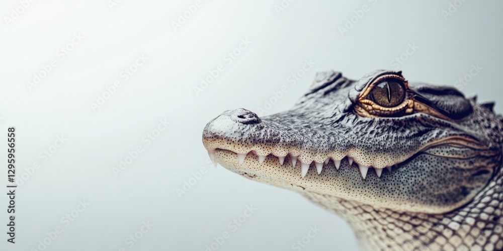 Fototapeta premium Close-Up Portrait of a Detailed Crocodile Head Showcasing Textures and Expressions Against a Soft Blurred Background