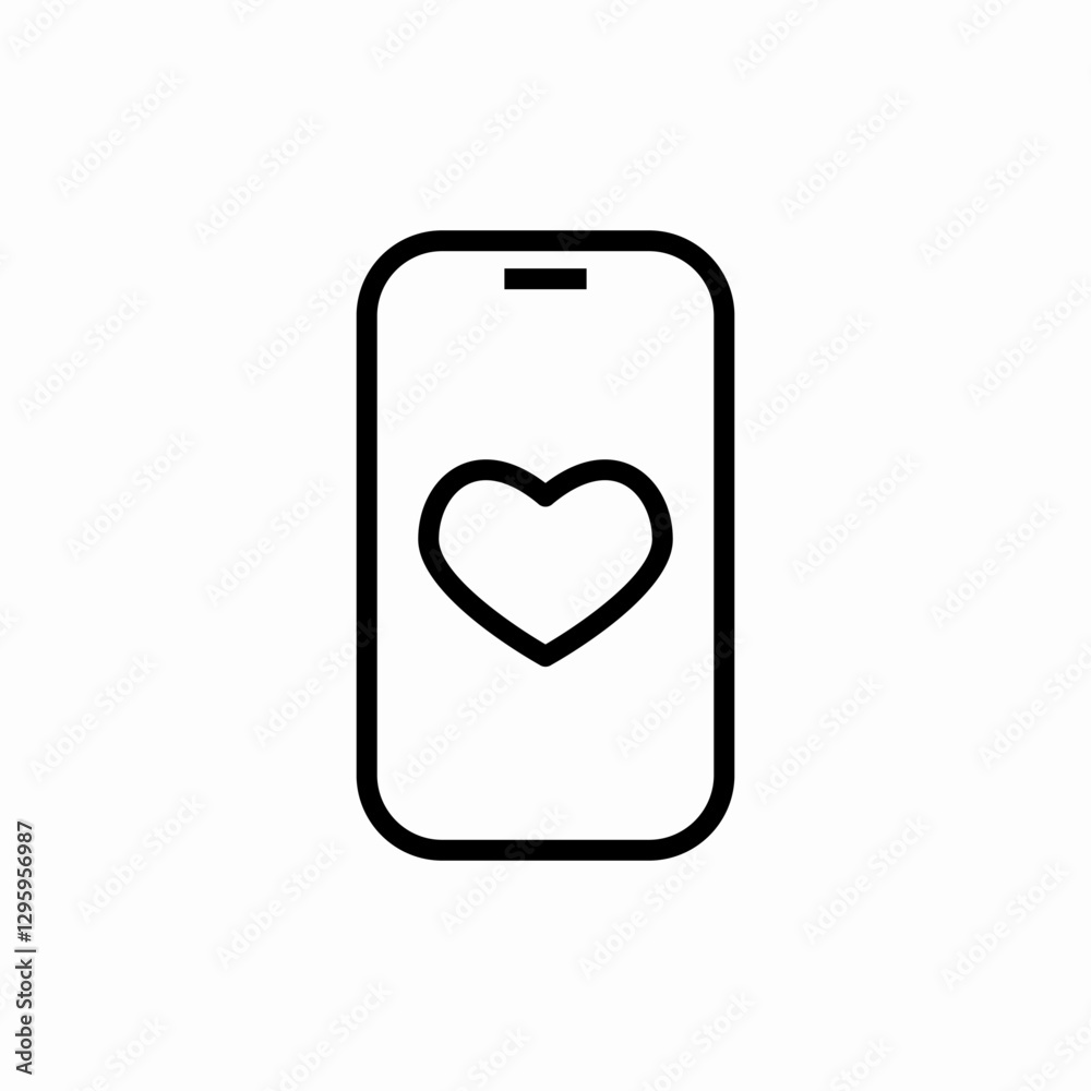 Smartphone heart symbol icon vector sign Smartphone heart symbol icon vector sign