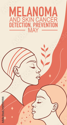Melanoma and skin cancer detection, prevention and awareness month of May, banner and affiche