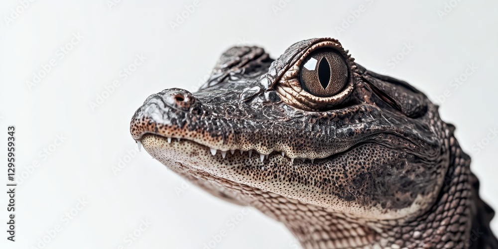 Close-Up Portrait of a Unique Alligator with Distinctive Features and Textured Skin Against a Neutral Background Close-Up Portrait of a Unique Alligator with Distinctive Features and Textured Skin Against a Neutral Background