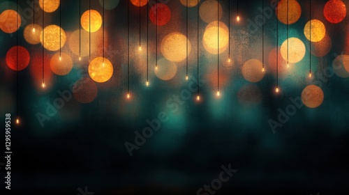 Glowing Edison bulbs hanging against a blurred bokeh background, creating a warm and dreamy ambiance.