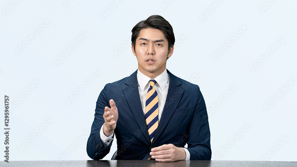 ビジネスマン、男性、選挙、候補者、セミナー、ミーティング、ビジネス、講師、プレゼンテーション、ビジネスパーソン、演説、スピーチ、政治家、主張、意見、会議、シリアス、真剣、真面目、説明、提案、ビデオ、オンライン、web、アナウンサー、キャスター、テレビ、報道、放送、コメンテーター、専門家、日本人、サラリーマン、会社員、スーツ、訴える、抗議、講義、レッスン、授業、リーダー、政見放送、立候補、切り抜き、