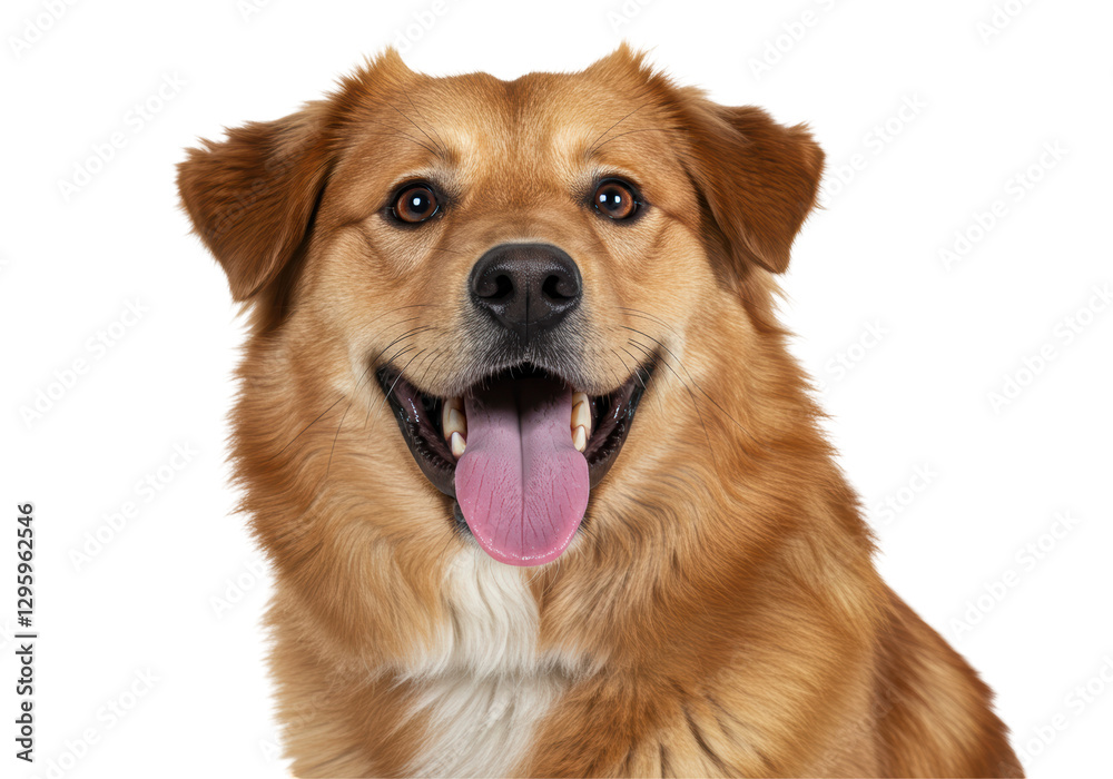 Isolated Happy Smiling Golden Dog Face with Tongue Hanging Out, Cheerful Isolated Happy Smiling Golden Dog Face with Tongue Hanging Out, Cheerful