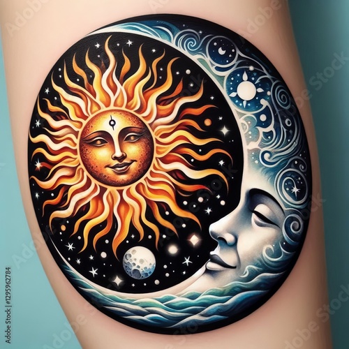 Sun and Moon Yin Yang Tattoo