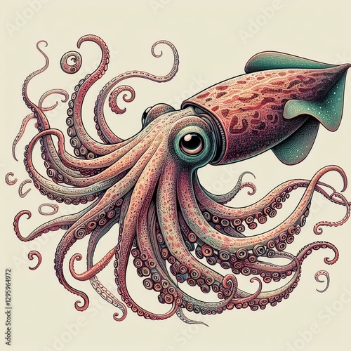 Squid Teuthida order Cephalopods with ten arms two tentacles and