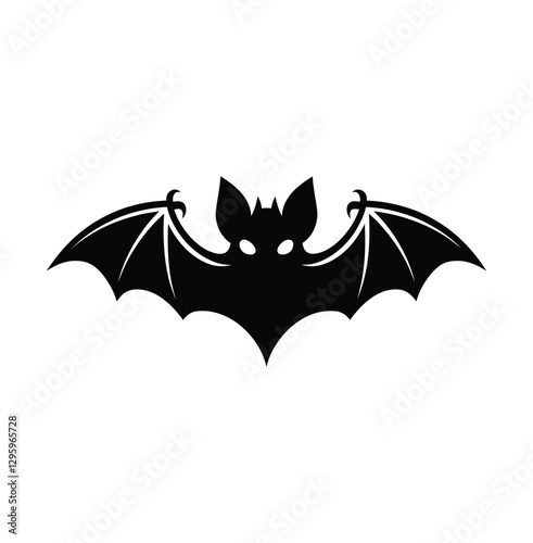Black Silhouette Bat Icon – Spooky Halloween and Nocturnal Wildlife Symbol