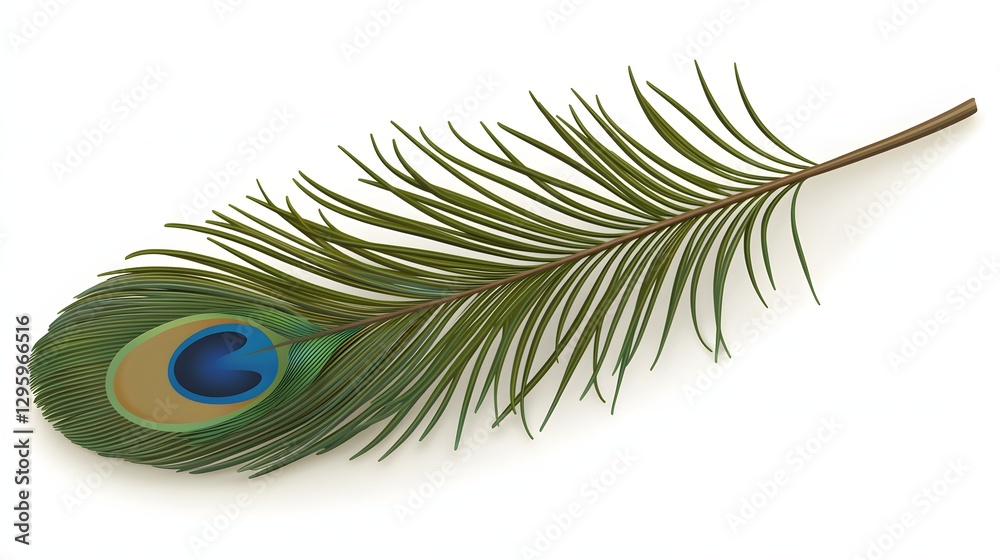 Obraz premium Elegant Peacock Feather with Vibrant Colors Isolated on a Clean Background