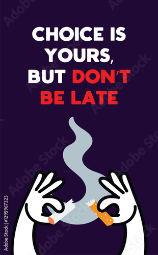 Illustration for World No Tobacco Day, highlighting health risks, economic burdens, and the benefits of quitting smoking. A powerful visual promoting global awareness and advocacy against tobacco use.