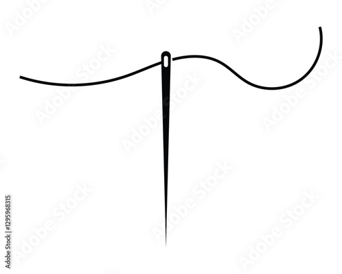 Needle and Thread icon. Flat style Sewing Needle vector in white background.
