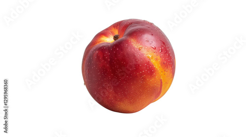 Ripe nectarine fruit with water drops on transparent background